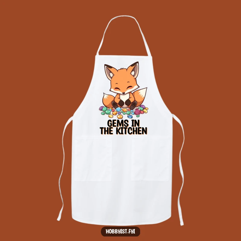 Funny Fox Gemstone Artisan Apron - Culinary Precision & Humor