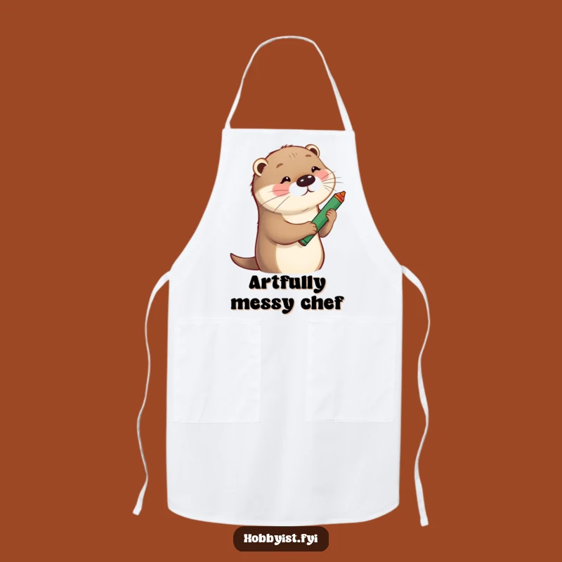 Funny Otter Sketching Apron: Protect Your Clothes While Creating Art, Kitchen Gift