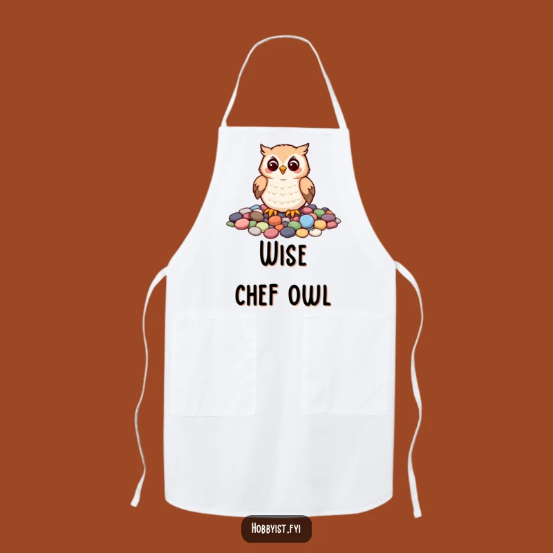 Funny Owl Mosaic Apron: Artistic Chef Character for Creative Kitchens