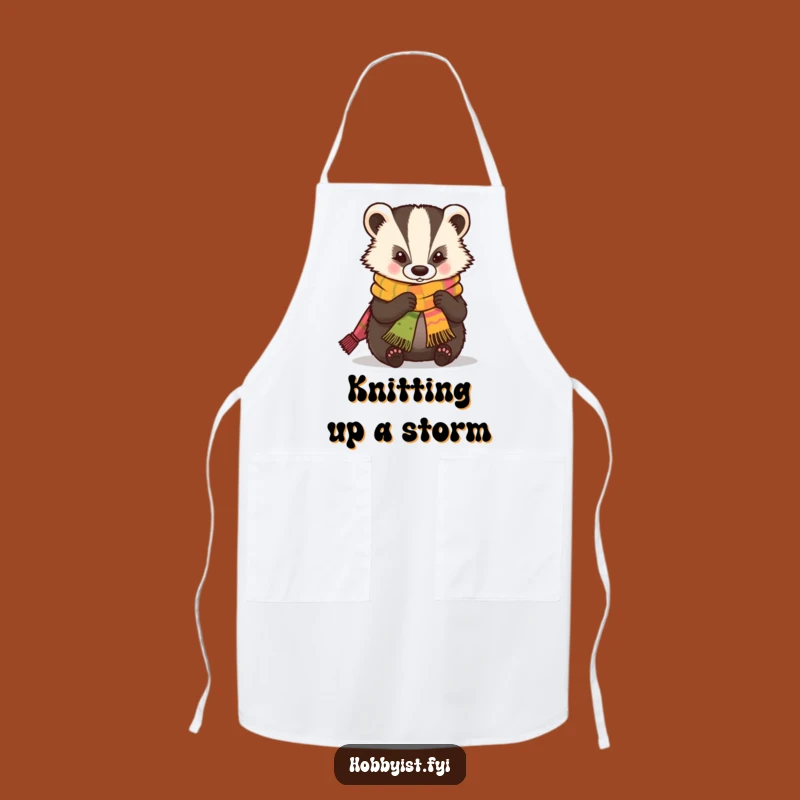 Funny Badger Apron: Knitter at Work, Practical and Whimsical Funny Gift