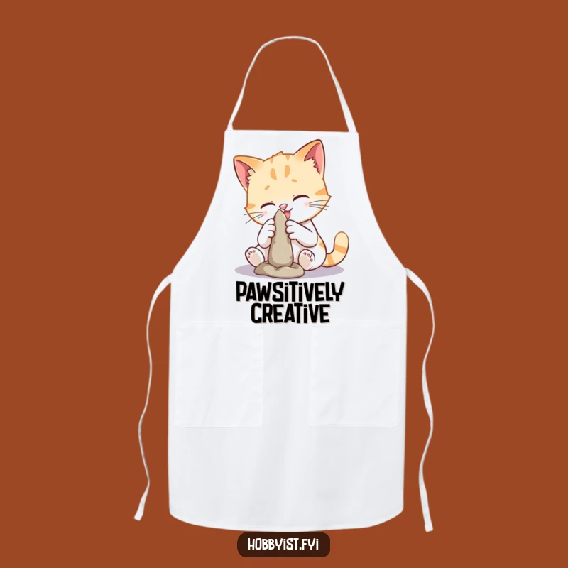 Funny Cat Sculpting Apron: Artistic Kitty Kitchen Wear, Perfect Funny Gift
