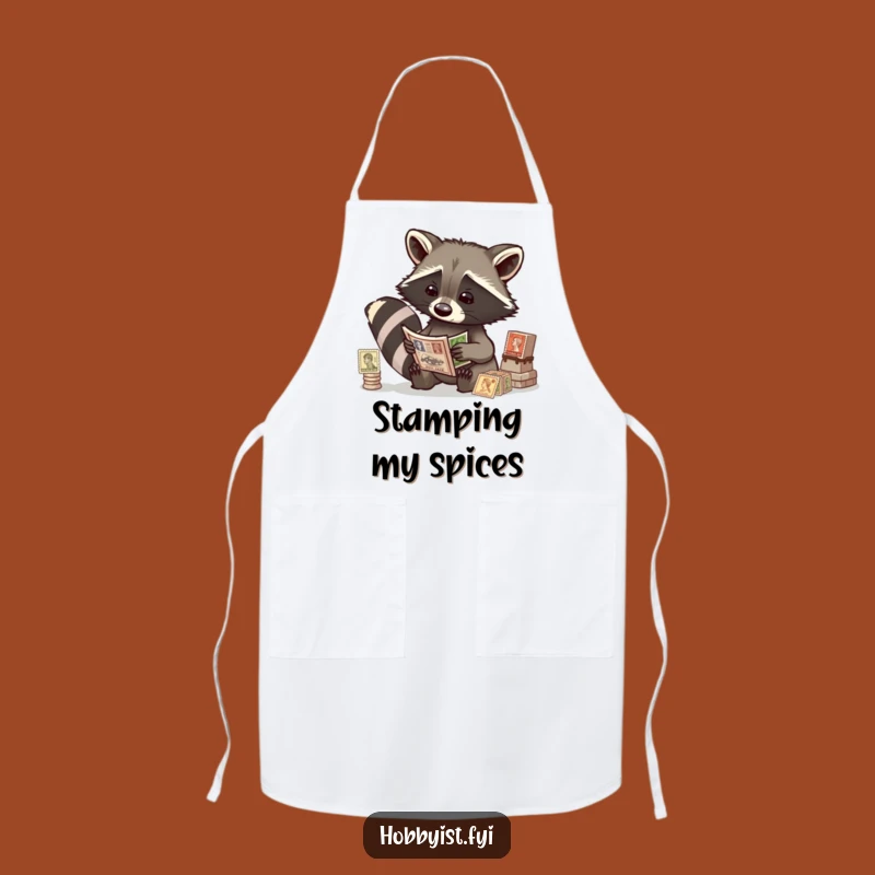 Funny Raccoon Stamp Apron - Quirky Kitchen Wear for Detail-Oriented Cooks