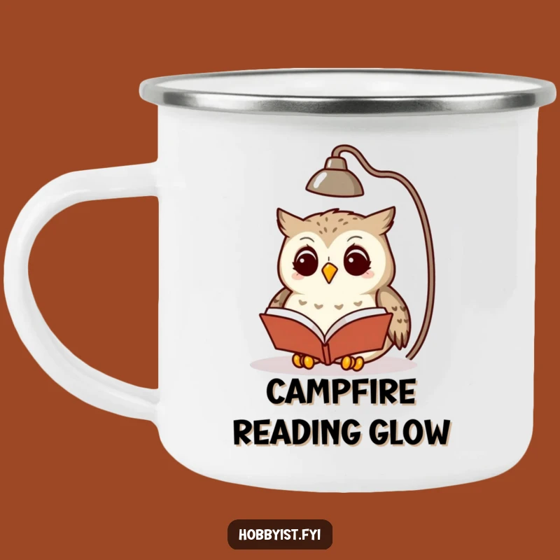 Funny Owl Reading Camping Mug - Wise Brew Cup for Outdoor Thinkers