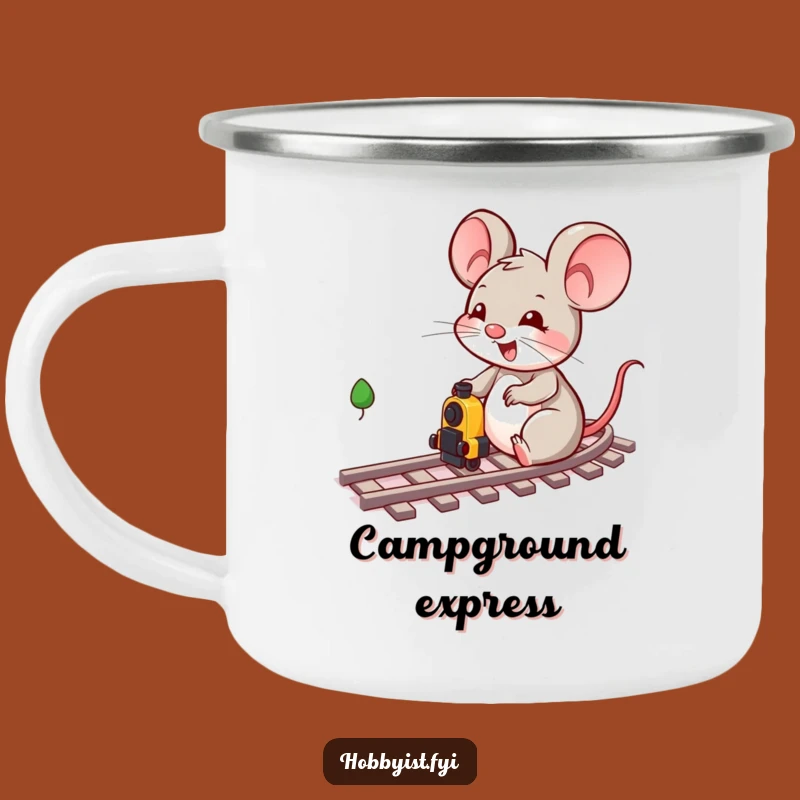 Funny Mouse Train Rider Camping Mug - Outdoor Adventure Character Cup