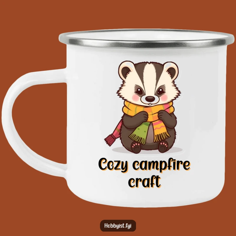 Funny Badger Camping Mug: Knitter's Companion for Outdoor Crafts, Unique Funny Gift