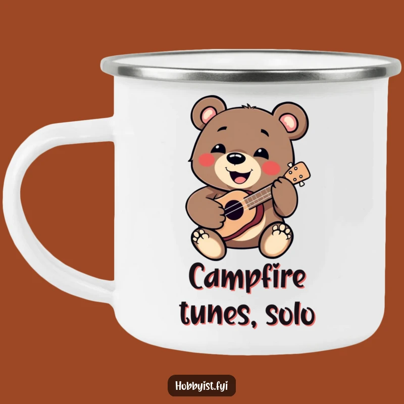 Funny Bear Campfire Ukulele Mug: Enjoy Music and Warmth Outdoors, Hilarious Gift!