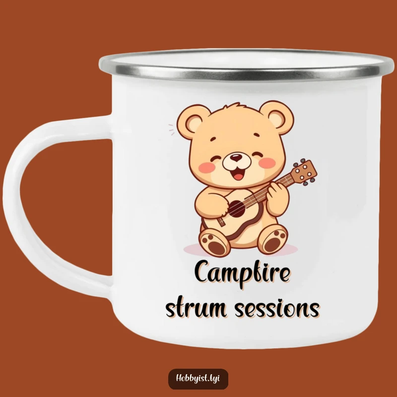 Funny Bear Cub Ukulele Camping Mug - Adventure Ready Musical Beverage Cup