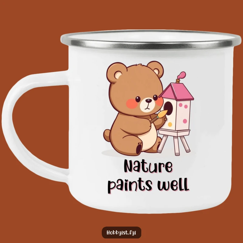 Funny Bear Painting Camping Mug: Creative Sips for Outdoor Artists!