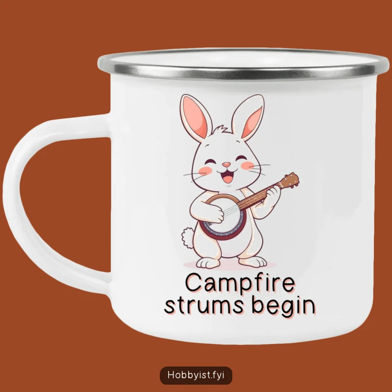 Funny Bunny Banjo Camping Mug: Adventure with Musical Merriment