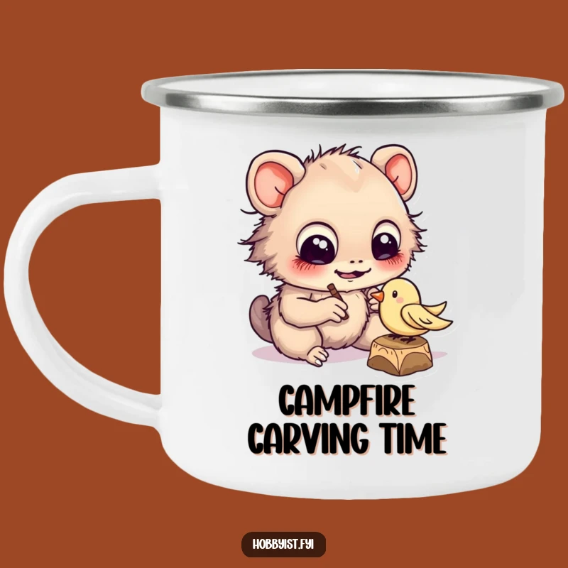 Funny Carver Creature Enamel Camping Mug - Crafty Outdoor Adventures Gift