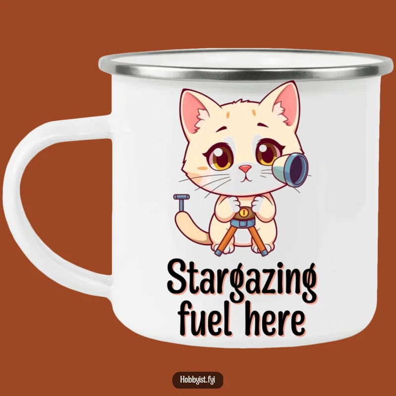 Funny Cat Telescope Camping Mug: Stargazing Kitty, Perfect Outdoor Gift