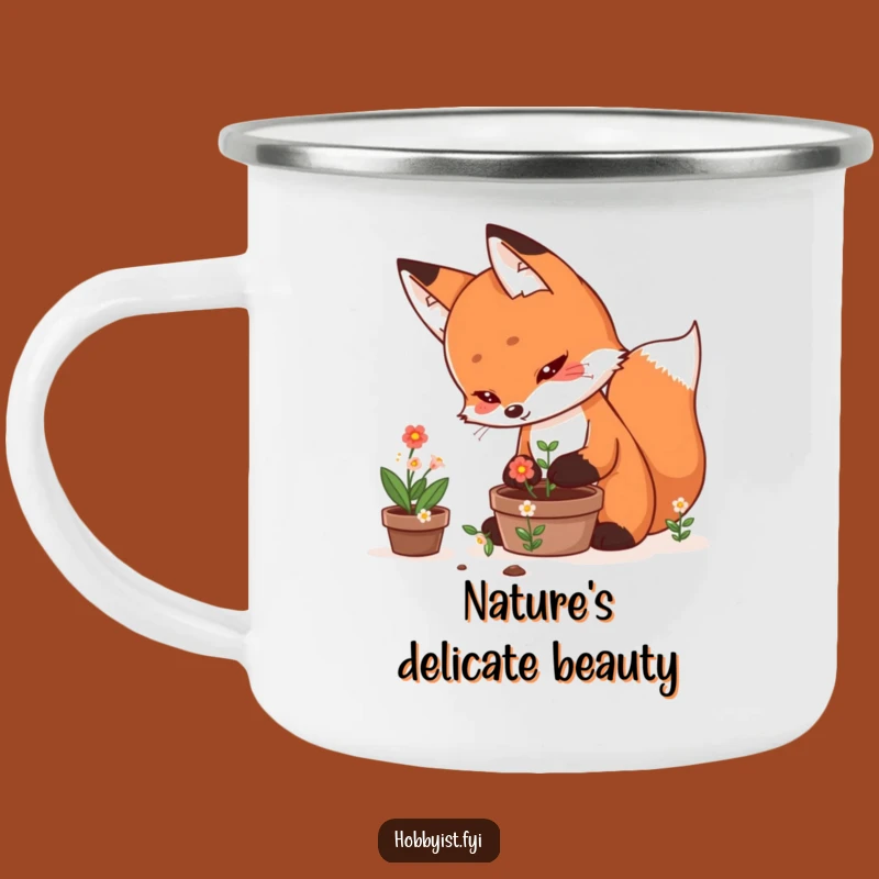 Funny Fox Camping Mug: Gardener's Companion for Outdoor Blooms, Unique Funny Gift