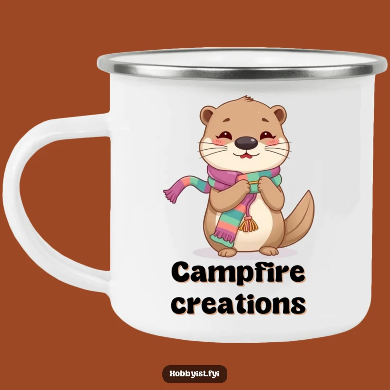 Funny Knitting Otter Camping Mug: Cozy Crafting on Your Adventures