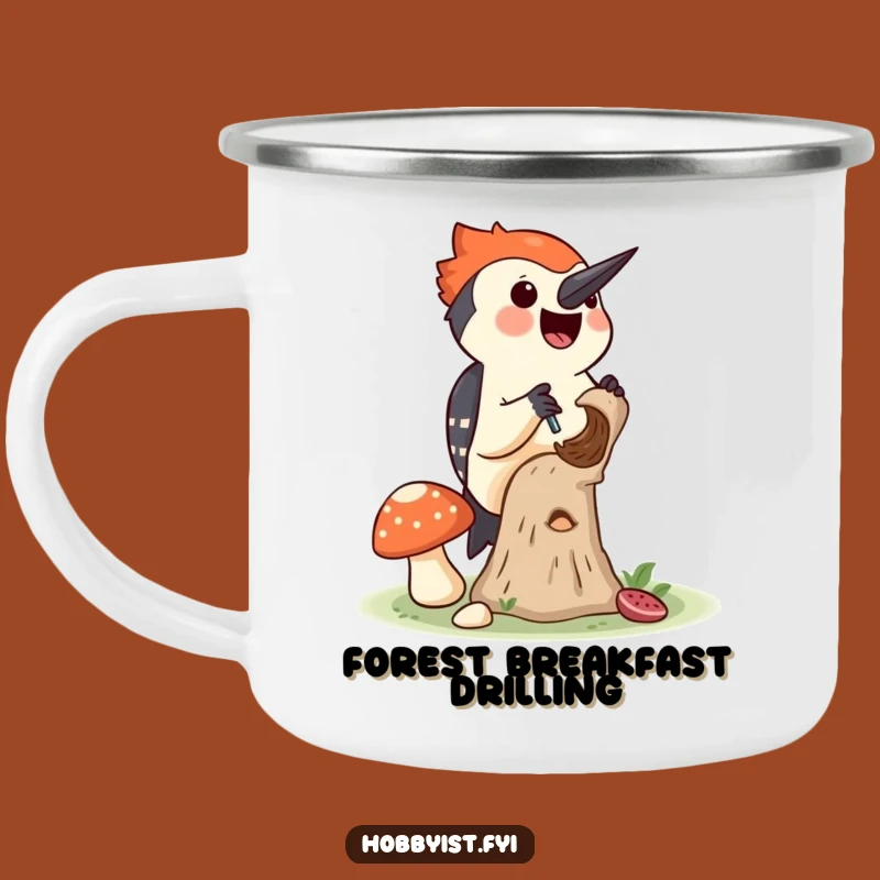 Funny Woodpecker Mushroom Camping Mug - Hilarious Outdoor Companion for Foragers