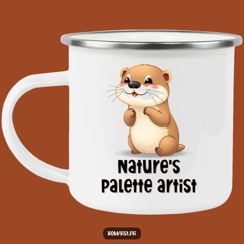 Funny Otter Painter Camping Mug: Art on the Go
