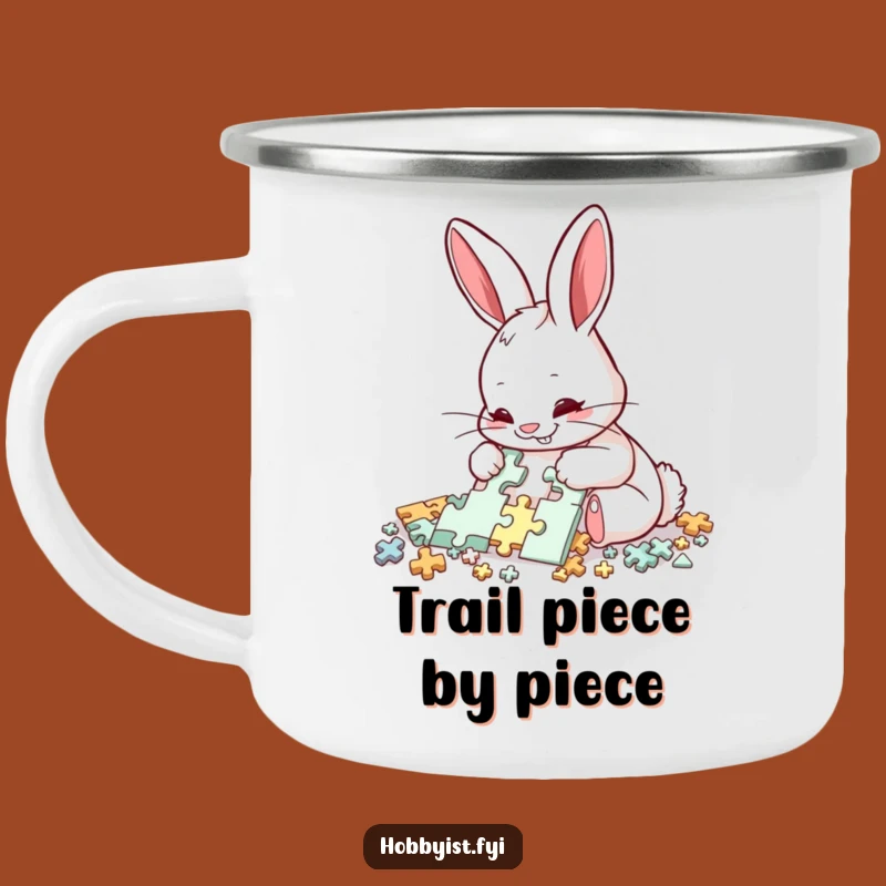 Funny Rabbit Puzzle Camping Mug: Focus on Your Adventure