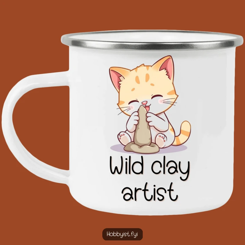Funny Cat Sculpting Camping Mug: Durable & Hilarious Artist Drinkware, Perfect Funny Gift
