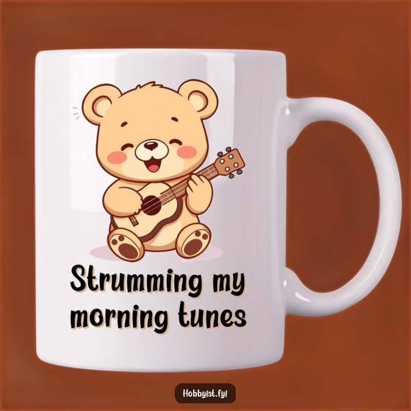 Funny Bear Cub Playing Ukulele Mug - Adorable Musician Gift for Animal Lovers
