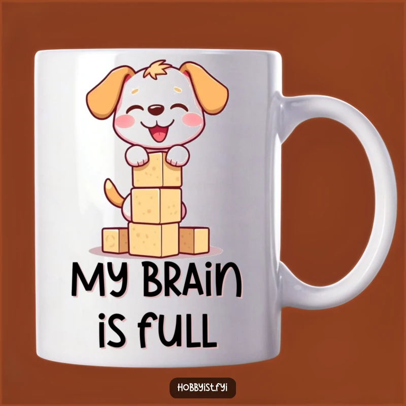 Funny Dog Block Tower Mug: Hilarious Pup's Construction Mishap Mug, Perfect Funny Gift