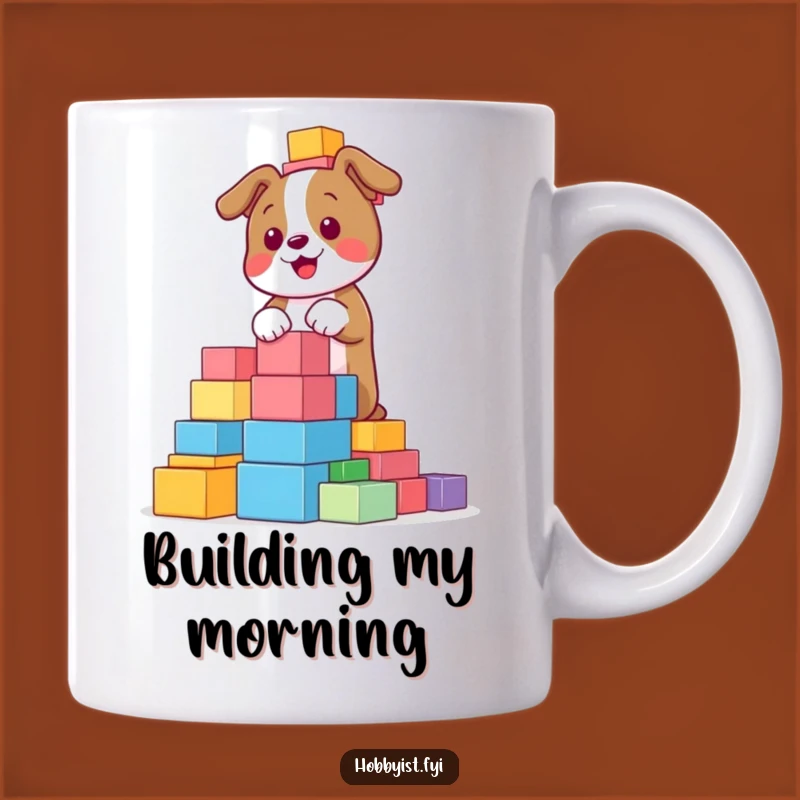 Funny Dog Blocks Mug: Playful Pup Building Tower, Perfect Gift for Dog Lovers