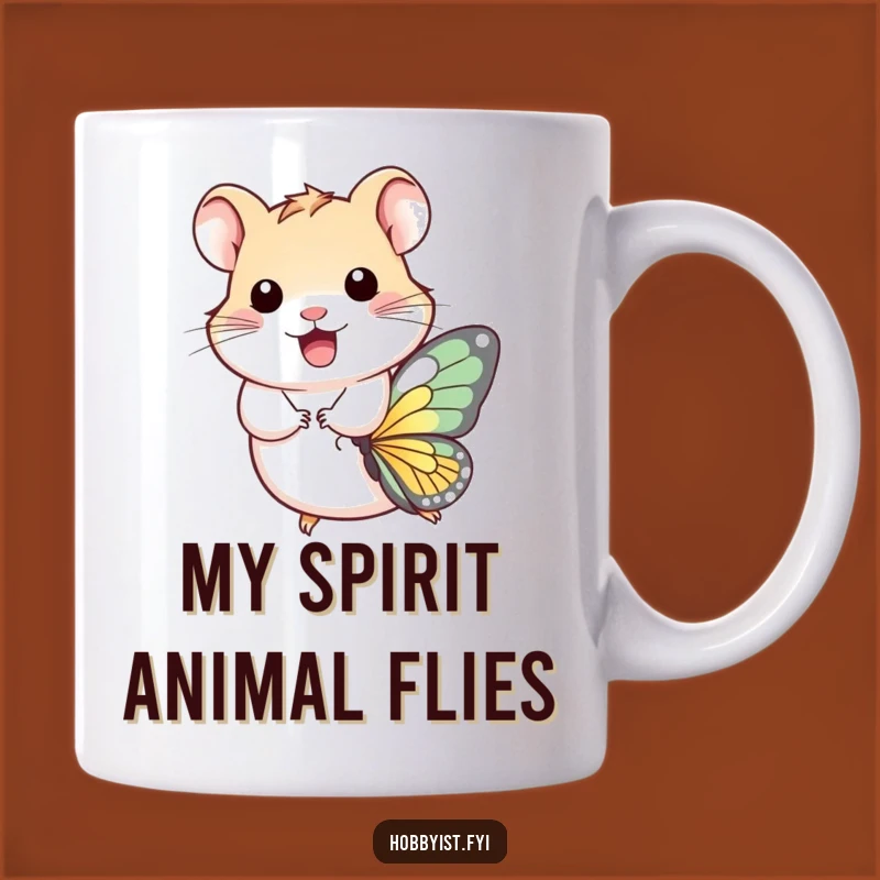 Funny Hamster Butterfly Ride Mug - Adorable Whimsical Gift for Hamster Lovers