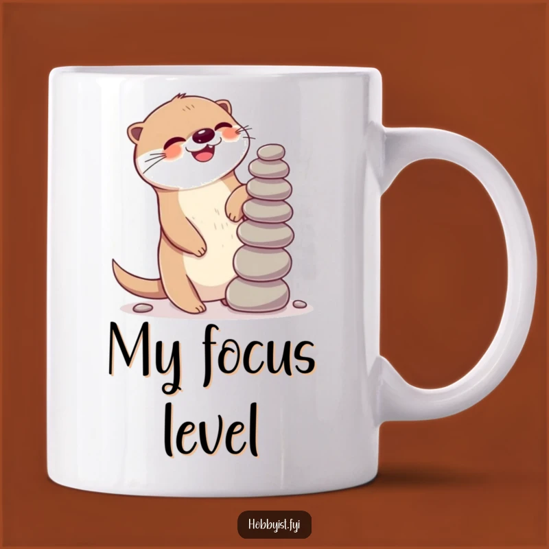 Funny Kawaii Otter Mug: Giggling Balance Master Gift with Pebbles