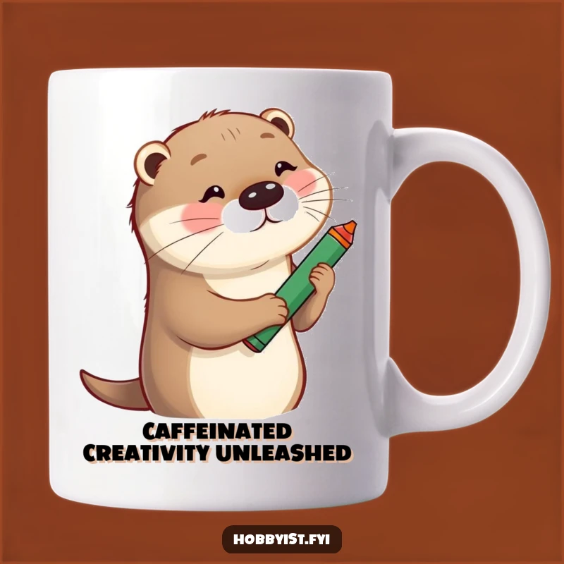 Funny Otter Sketching Mug: Playful Artist Capturing Whimsy, Perfect Gift for Art Lovers