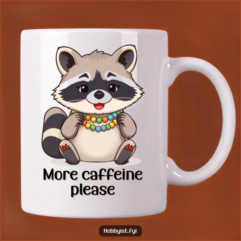 Funny Raccoon Bead Necklace Mug - Hilarious Crafting Enthusiast Gift
