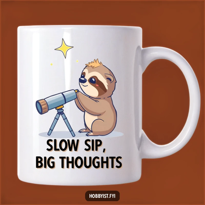 Funny Sloth Telescope Star Mug - Hilarious Astronomy Gift