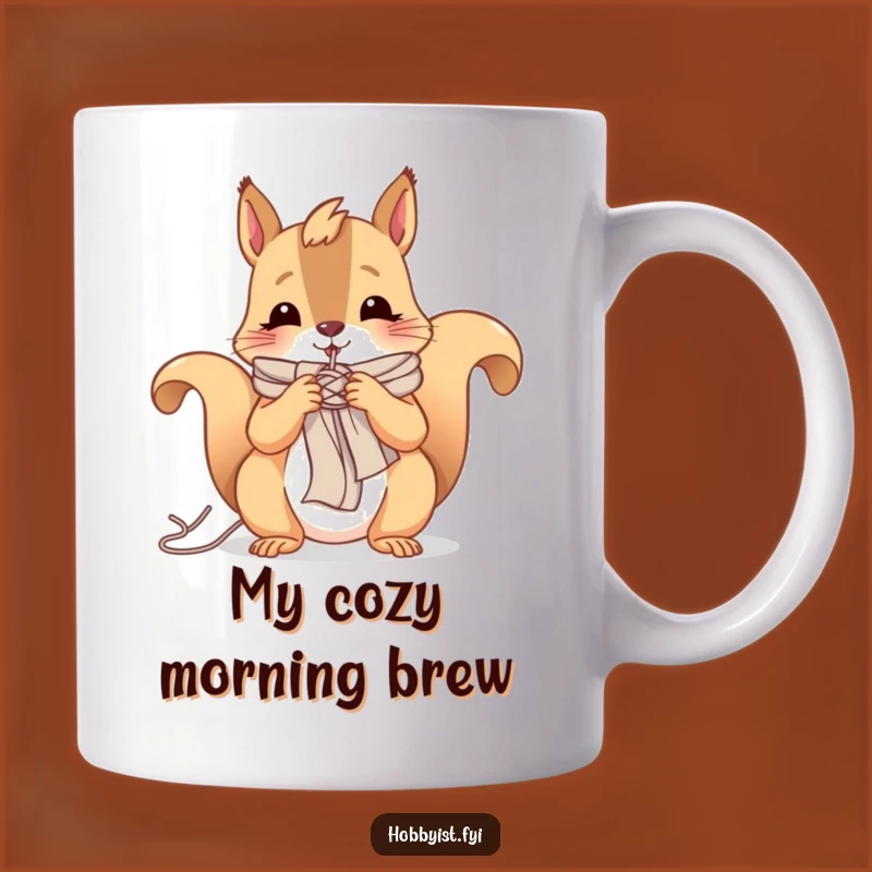 Funny Squirrel Knitting Mug: Cheerful Critter Crafting, The Perfect Funny Gift For Crafters