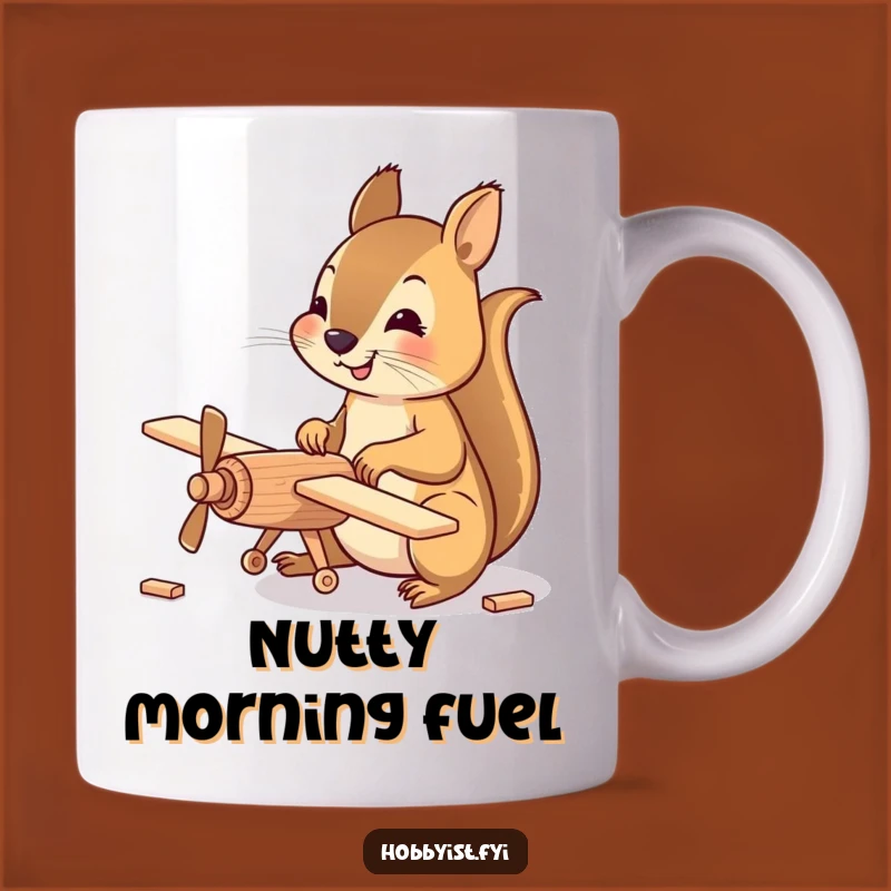 Funny Squirrel Pilot Mug: Happy Squirrel Building Plane, Perfect Gift for Hobbyists