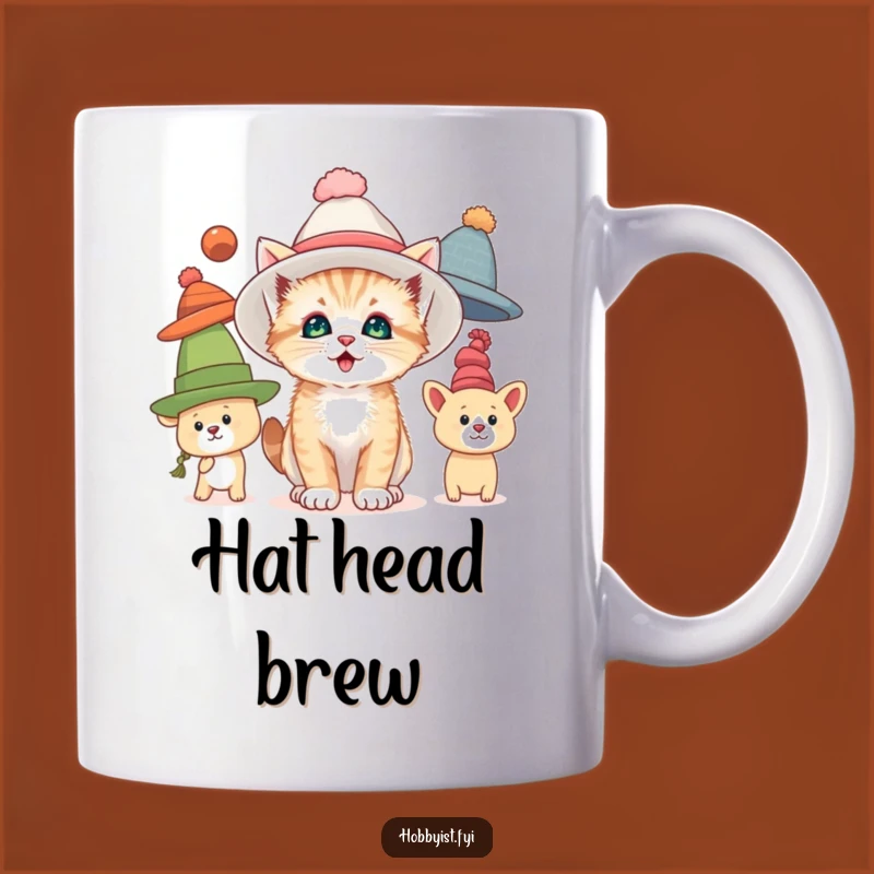 Funny Kitten Hat Mug: Curious Cat Gift for Adorable, Fashionable Moments