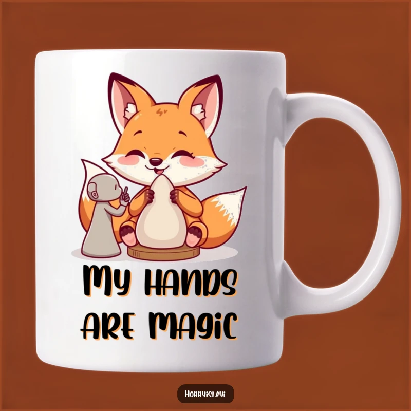 Funny Fox Sculptor Mug: A Giddy Artist's Clay Creation, Perfect Humorous Gift