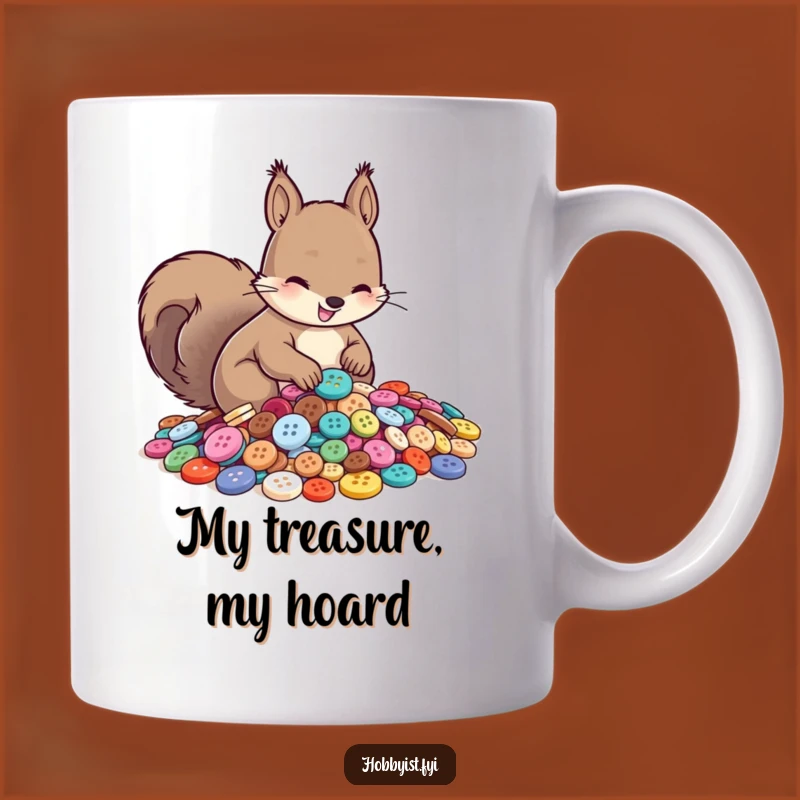 Funny Squirrel Button Sorting Mug: Hilarious Gift for Busy People Who Love Cute Animals