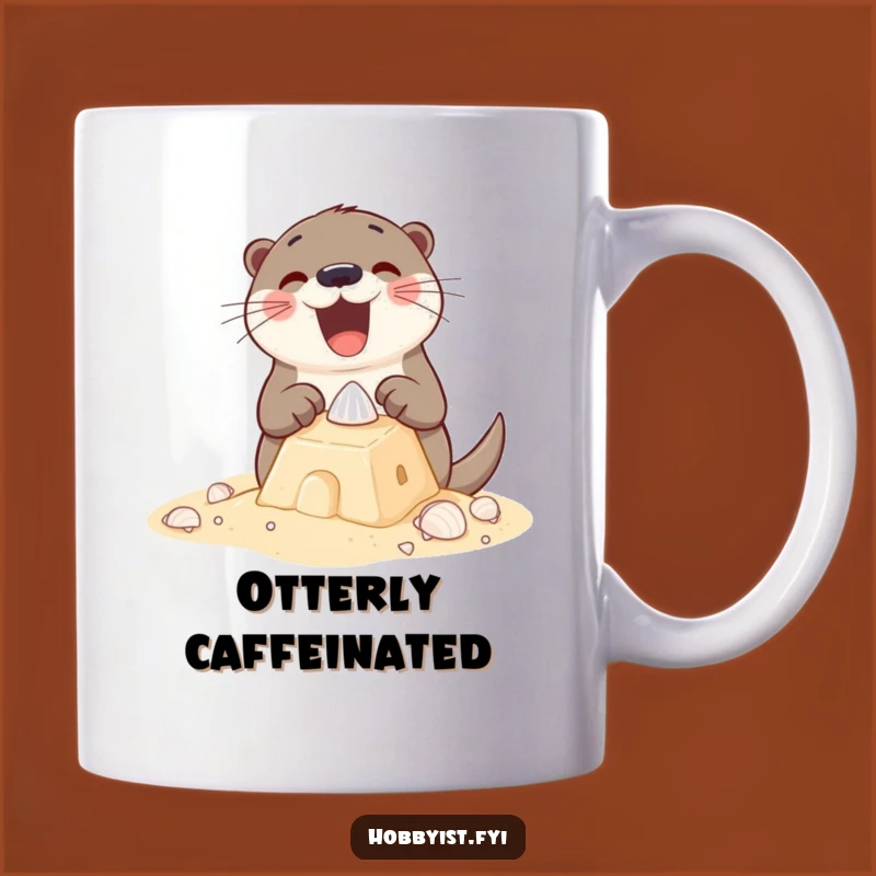 Funny Otter Sandcastle Mug: Excited Otter Beach Fun, Perfect Gift for Beach Lovers