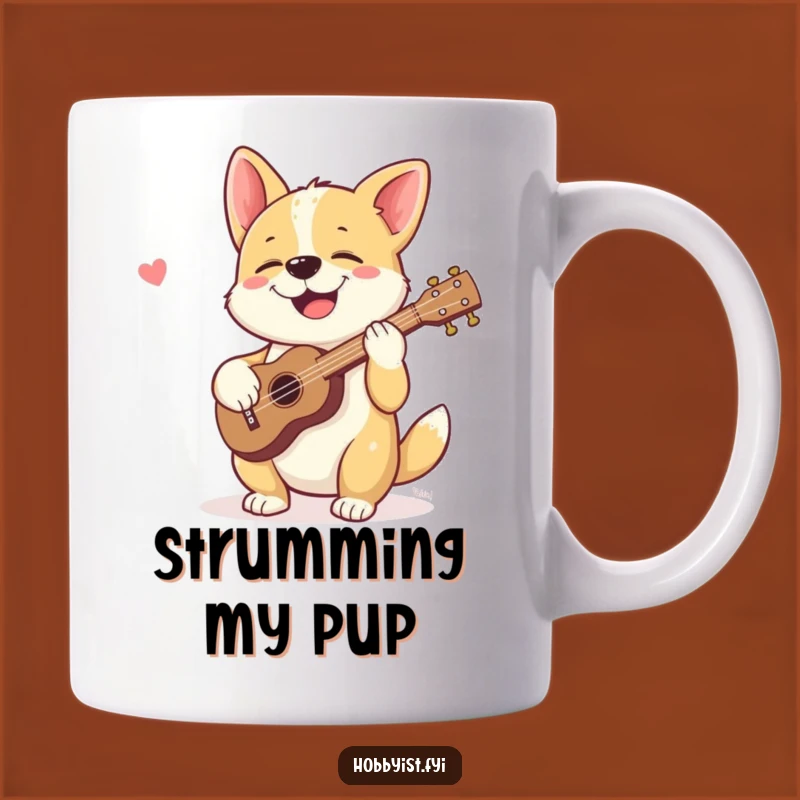 Funny Dog Ukulele Mug: Giggling Pup Gift for Musical Pet Lovers