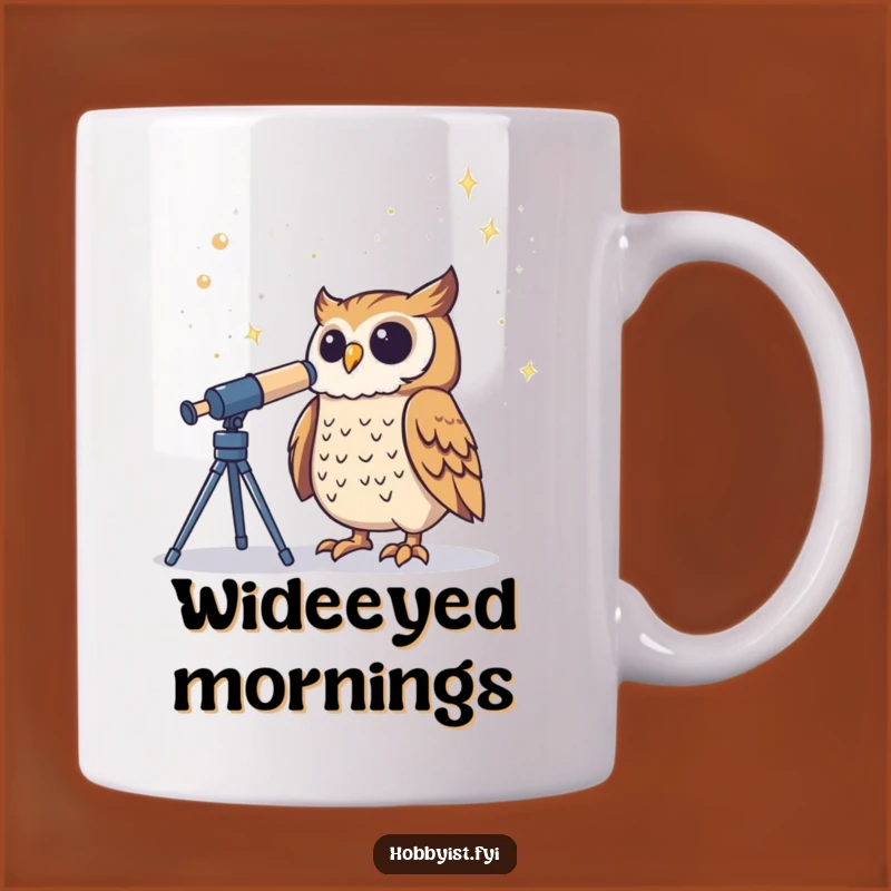 Funny Owl Telescope Mug - Proud Stargazer's Coffee Gift
