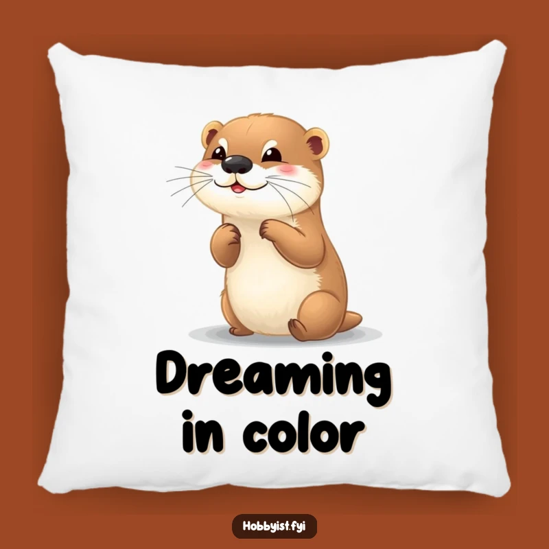 Funny Otter Painter Pillow: Cozy Comfort for the Creative Soul