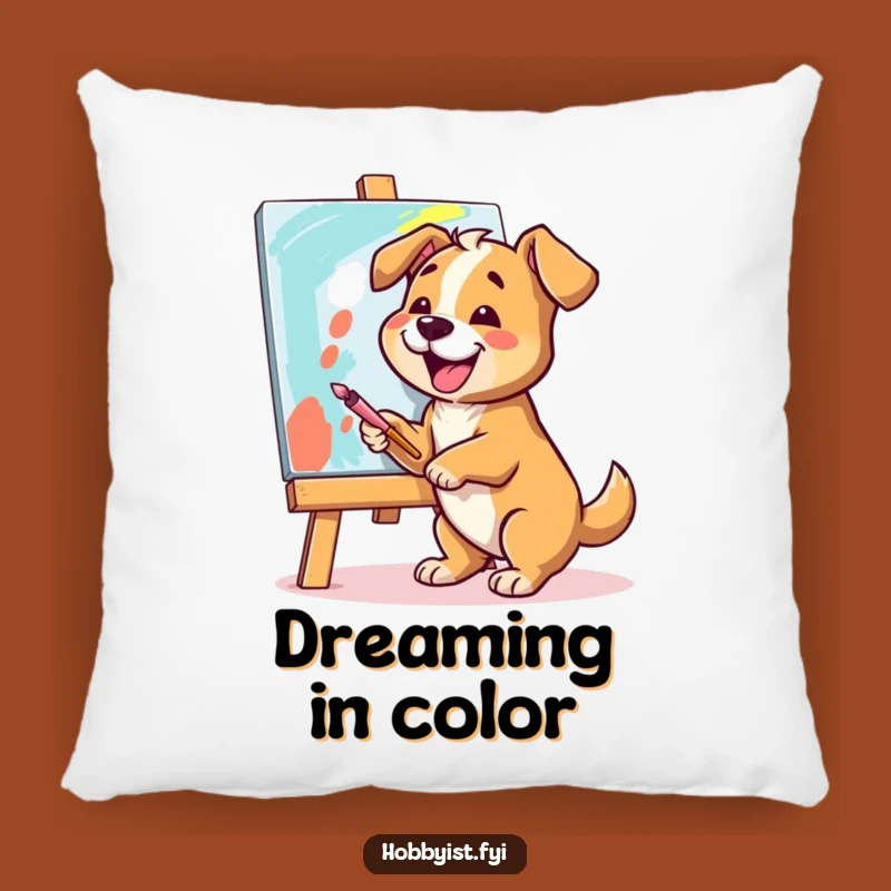 Funny Dog Artist Pillow: Cozy Comfort for Art Lovers