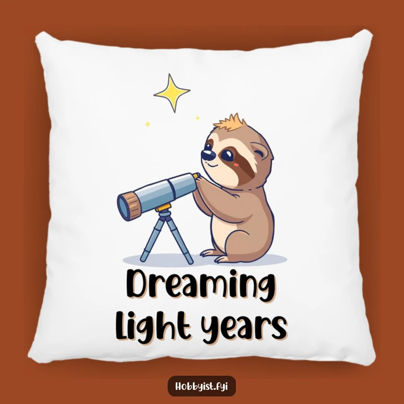 Funny Sloth Telescope Star Pillow: Cozy Hilarious Astronomy Accent