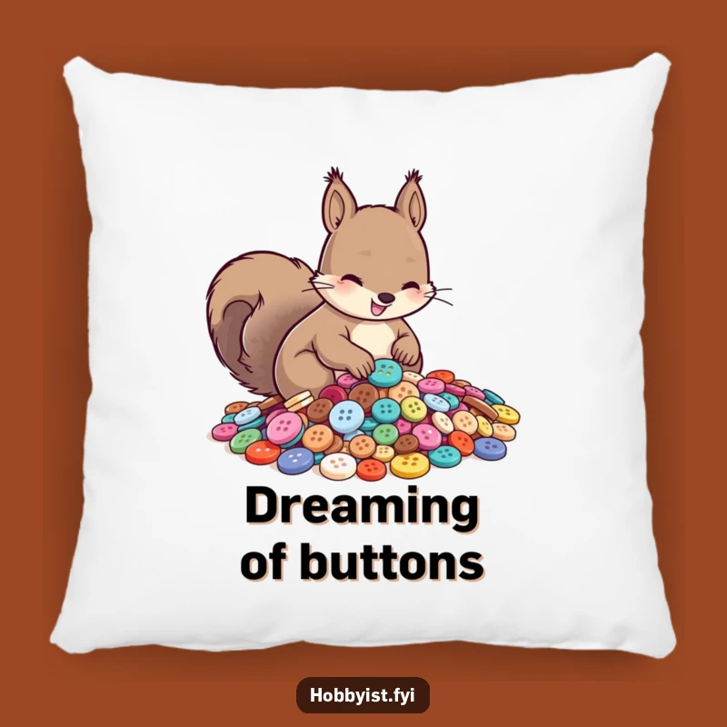 Funny Squirrel Button Sorting Pillow: Cozy and Hilarious Accent for Sofas and Beds
