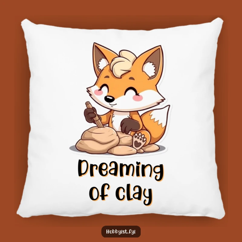 Fox Clay Sculptor Pillow: A Funny, Cozy Accent for Your Creative Space