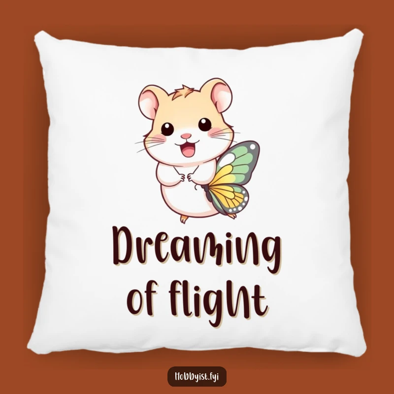 Funny Hamster Butterfly Pillow - Cozy Whimsical Decor, Sweet Funny Gift