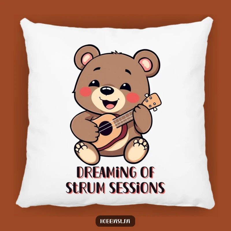 Funny Bear Ukulele Comfort Pillow: Snuggle Up with Musical Humor, Perfect Gift!