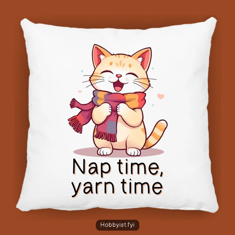 Funny Cat Knitting Pillow: Cozy Comfort for Crafters