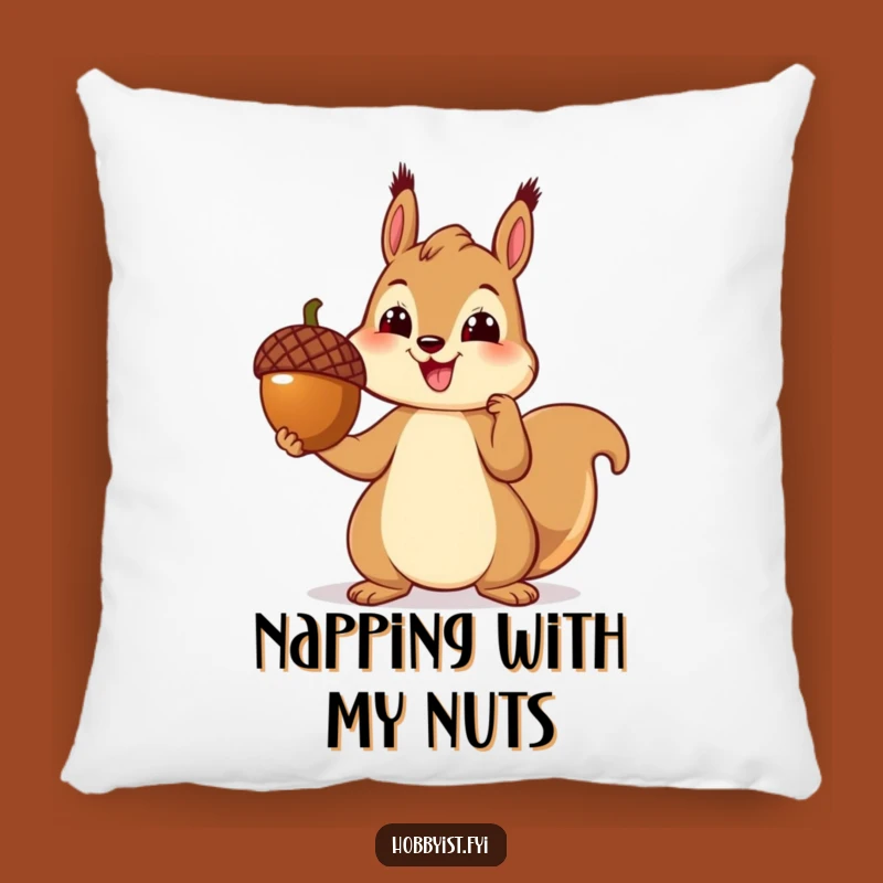 Funny Squirrel Pillow - Cheerful Artisan Critter, Cozy Craft Cushion, Nature Accent