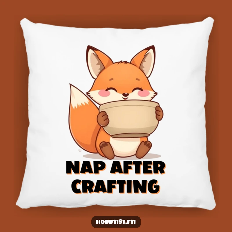 Funny Fox Pottery Pillow - Cozy and Hilarious Accent for Your Creative Space