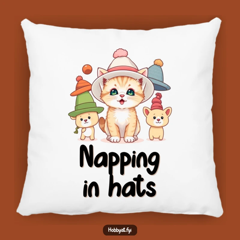 Funny Kitten Hat Pillow: Soft Cat Cushion for Cozy, Stylish Comfort
