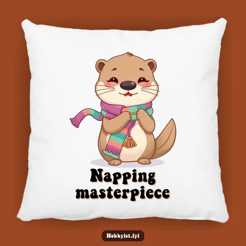 Funny Knitting Otter Pillow: Cuddle Up with This Cozy Colorful Design