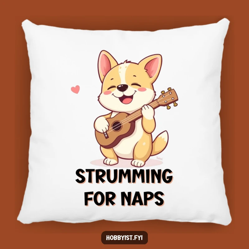 Funny Dog Ukulele Pillow: Soft Pup Cushion for Musical Comfort